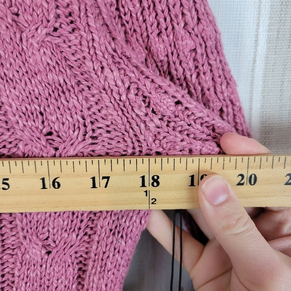 NEW Something Navy Cable Knit Sweater Pink‎ Size Small Cotton Linen - Picture 6 of 9